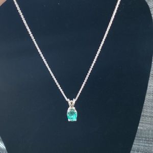 18K White Gold Authentic Emerald Necklace
